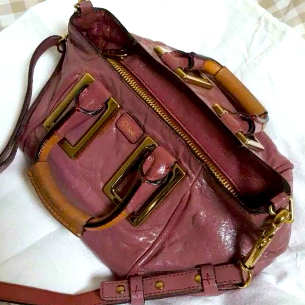 Chloe Handbag Shoulder Bag Etel Logo Leather Pale Pink women's ❤️🌹❤️